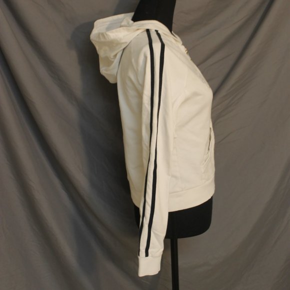 WHITE BCBG HOODIE LONG SLEEVE WITH SEQUINED SWEATSHIRT SMALL ZIPPER CLOSURE - Picture 6 of 10